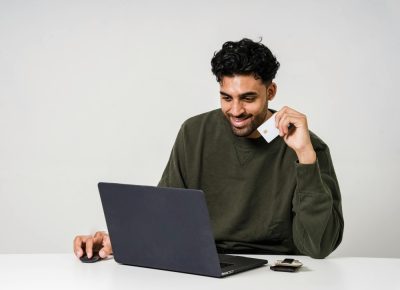 person using laptop