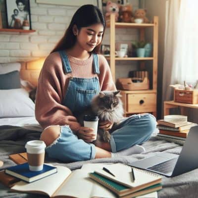 girl using laptop